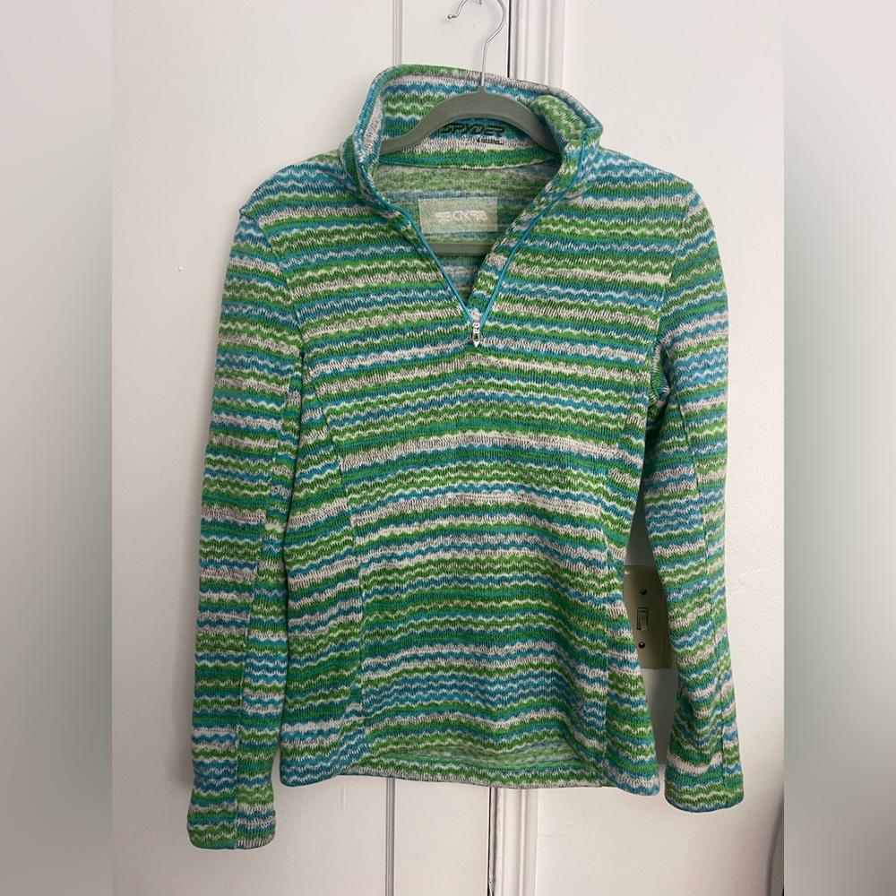 Spyder Green and Blue Cowl Neck Sweater